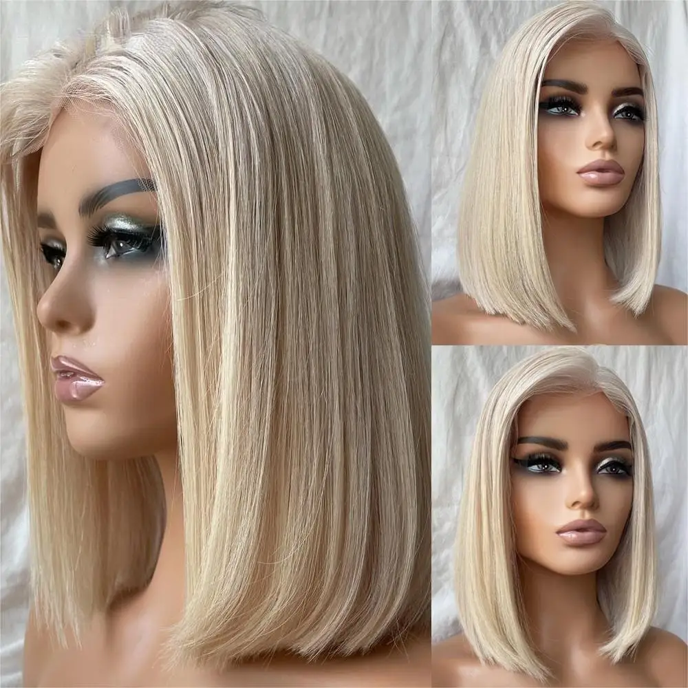 

Cospaly Для Женщин Светло-Блондин Мятно-Зеленый Серый 613 Цветные Парики 13x4 Парики Фронта Шнурка Боб Парик Бразильский 100% Человеческие Волосы HD Парик