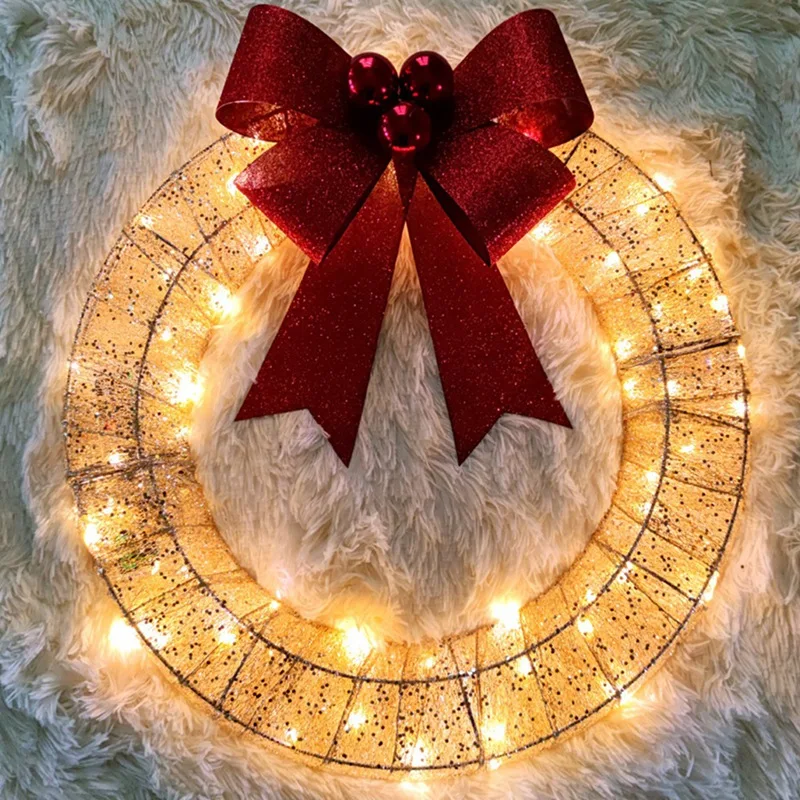 

Pre-Lit Outdoor Christmas Wreath Decoration, Christmas Decorations Outdoor Sacred Christmas Wreath With Lights Gold Easy To Use