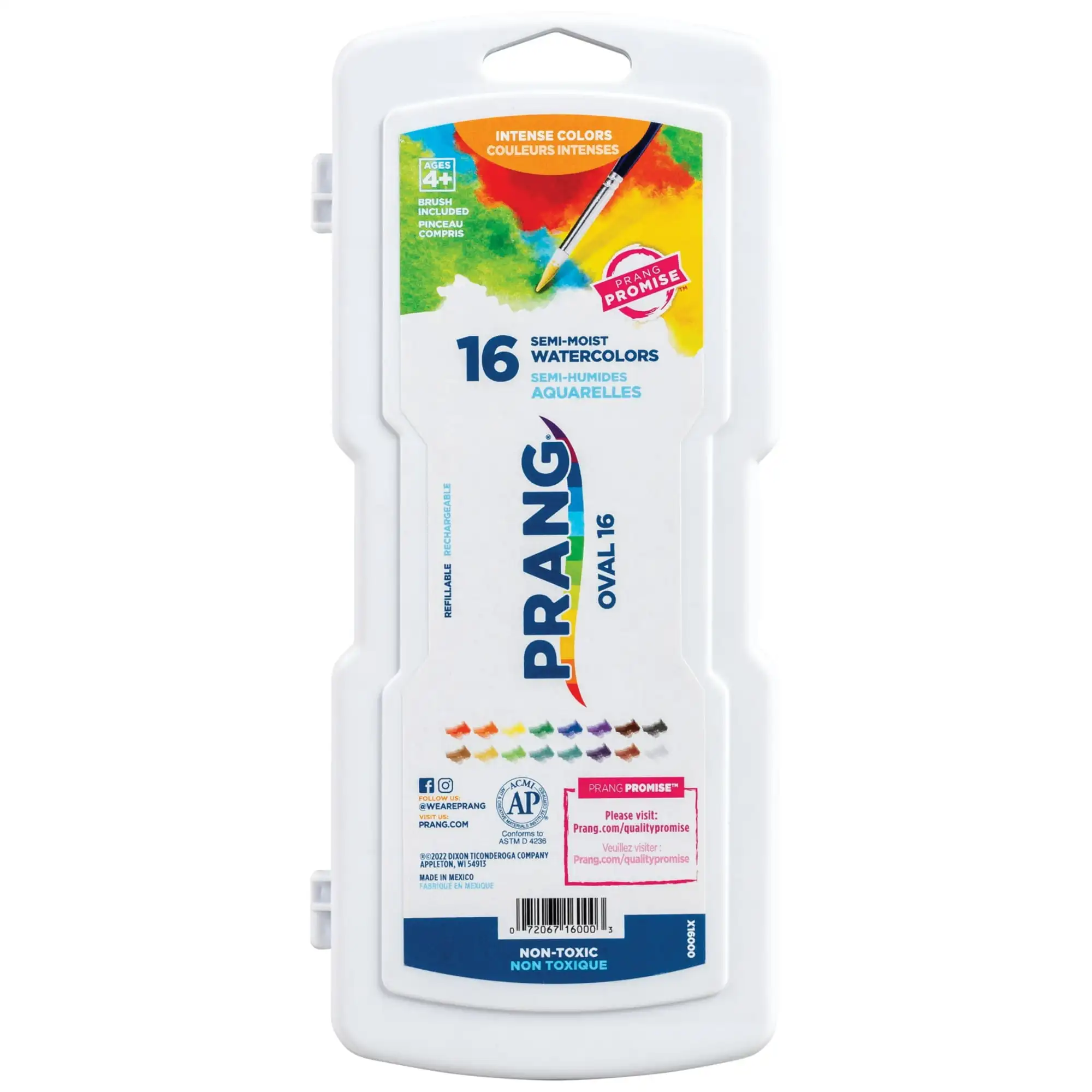 Watercolor Oval Pan Set, 16-Colors