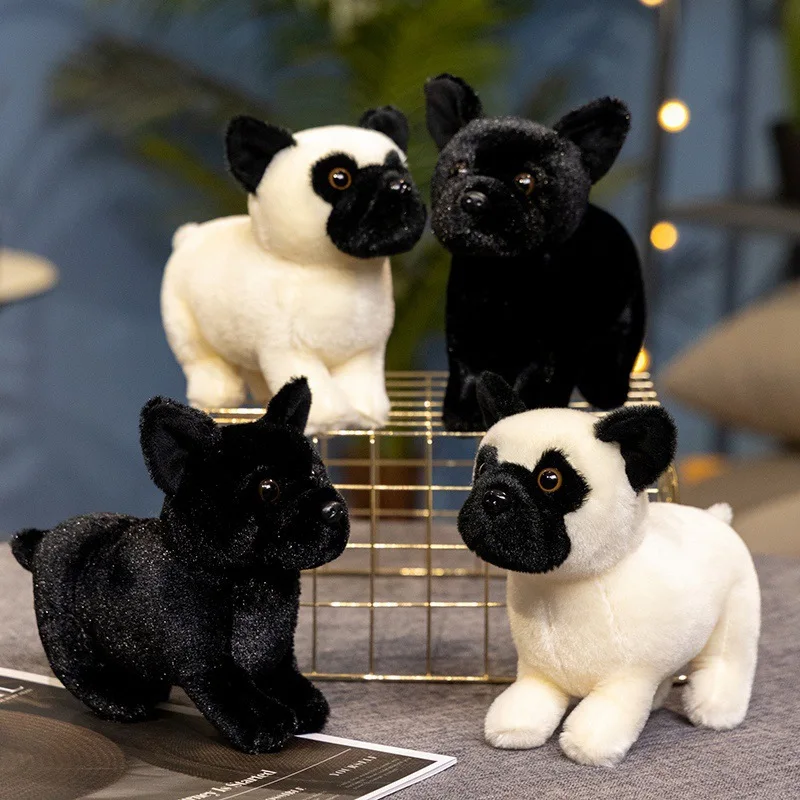 

Cute Cartoon Black Puppy Plush Toy with Standing Posture Bulldog Doll Lifelike Animals Simulation Stuffed Doll Kawaii Toy Gifts