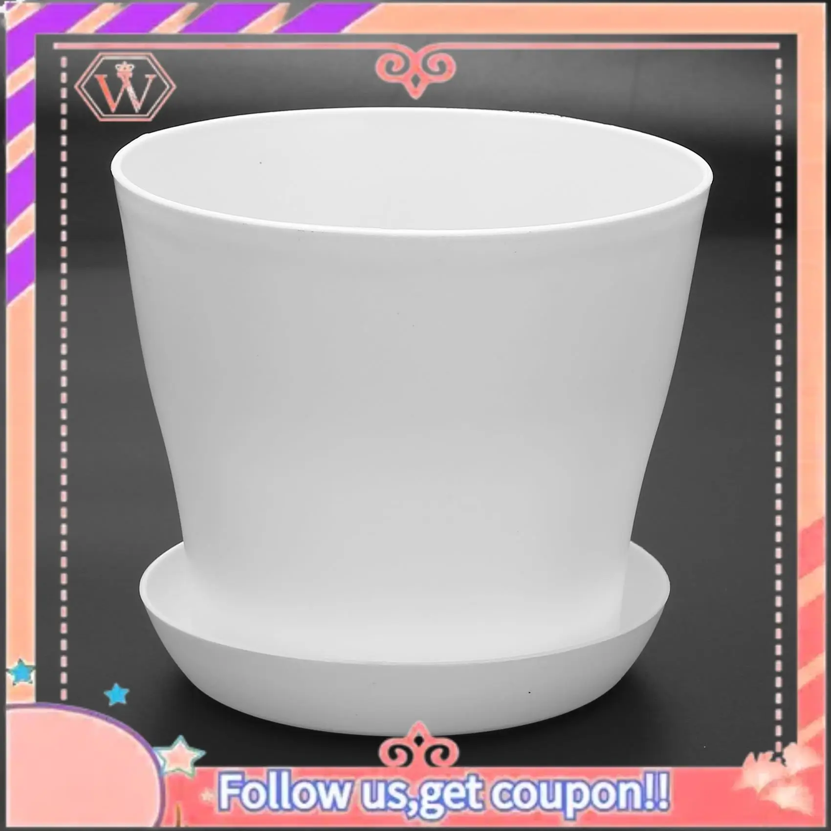 

AT84-6X пластиковый цветочный горшок для растений с блюдцем, круглый глянцевый декор для дома и сада, белый верхний калибр - 17 см/6,69 дюйма