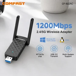 COMFAST 1300M MT7612U/RTL8814AU Network Card 5.8 GHz USB WiFi Receiver Dual Band Desktop Wireless Linux Wi-fi Adapter Antenna