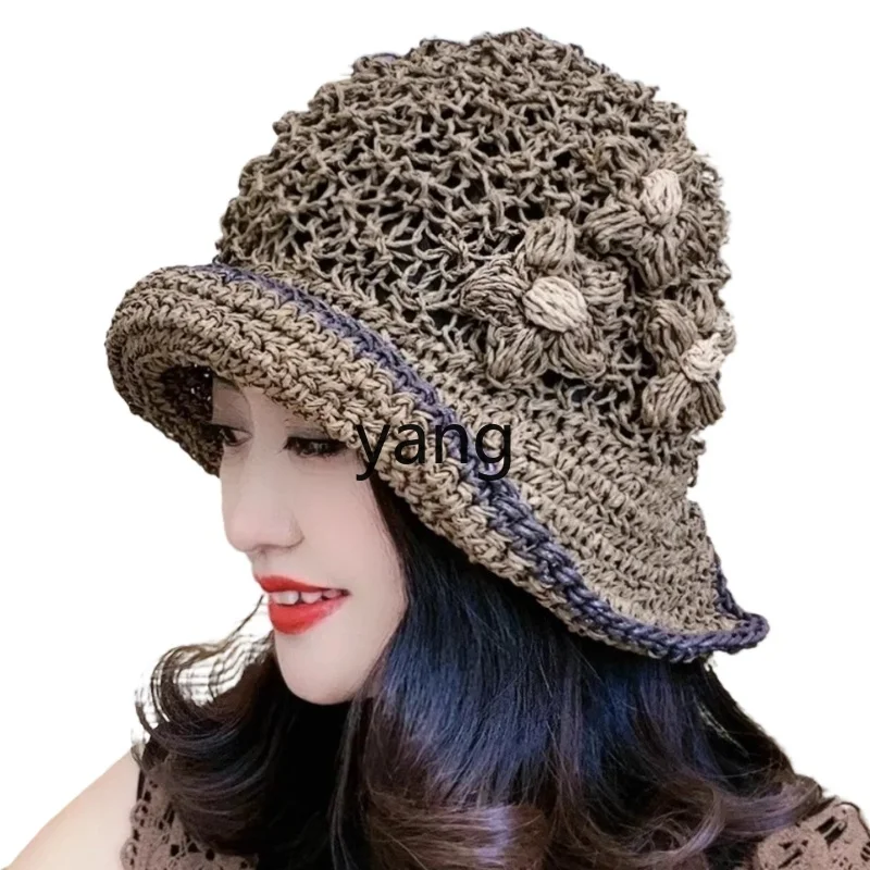 

LMM handwoven bucket hat for women's summer face small sunshade sunscreen hat