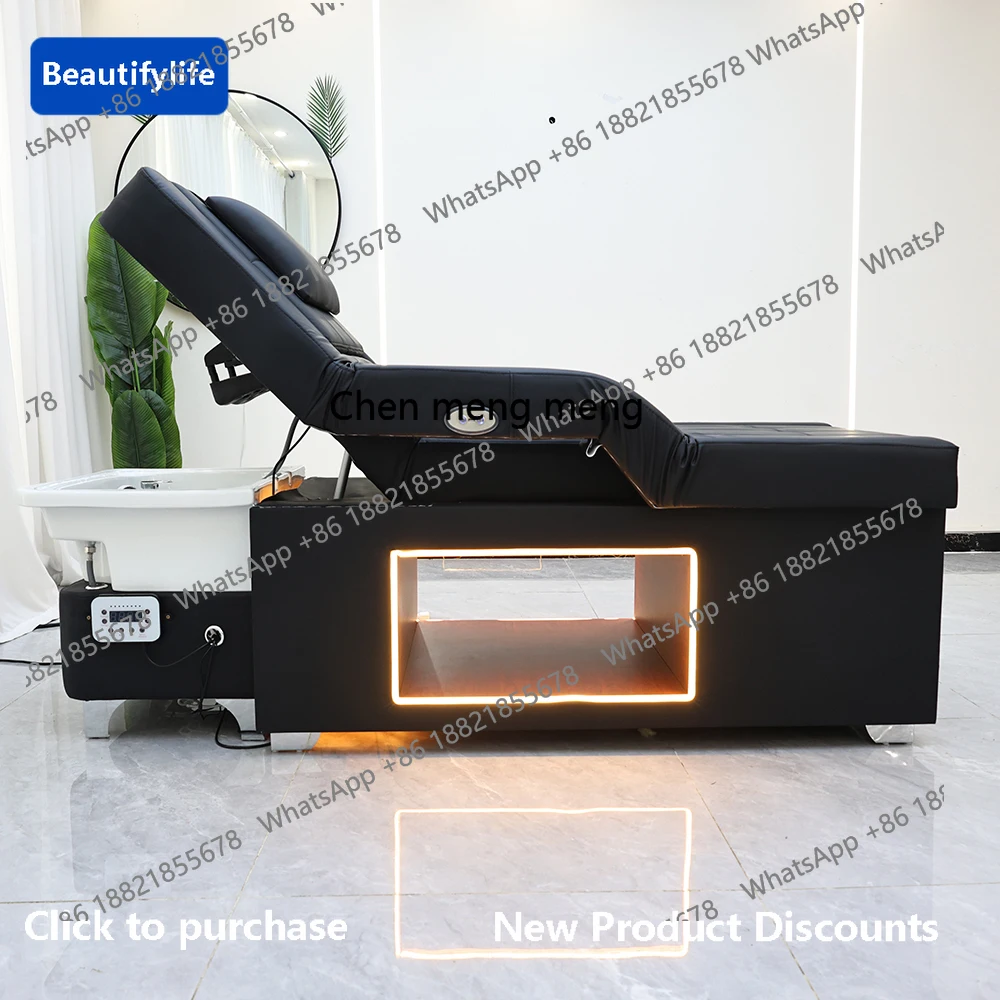 C88 Head SPA Salon Hair Washing Bed Shampoo Bed Thai Massage Table Barbershop Commercial Furniture with Foot Bath Basin
