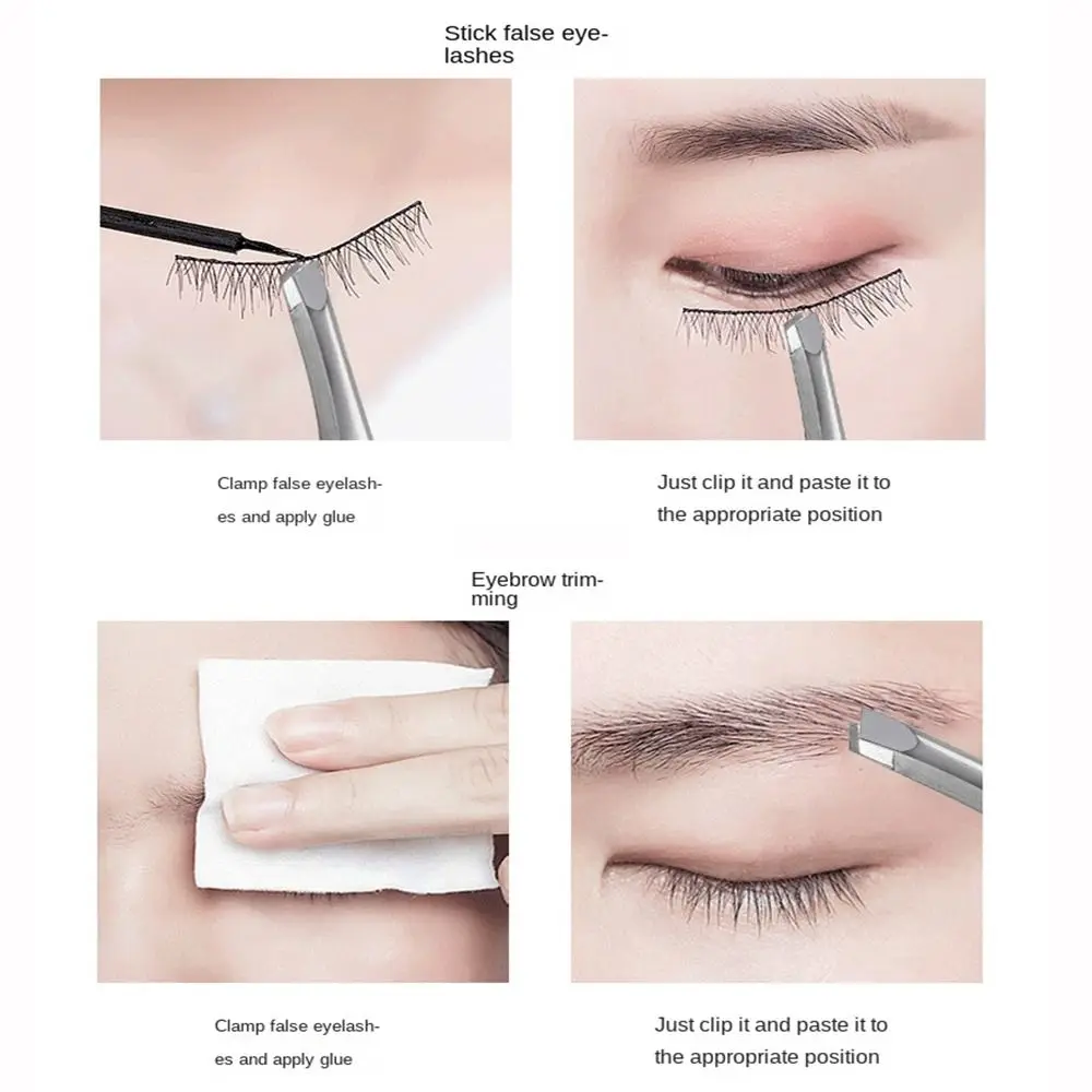 Pinzas para cejas de acero inoxidable, herramienta de maquillaje para depilación, extensión de pestañas, aplicación de párpados dobles