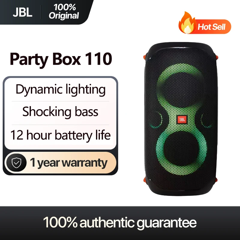 JBL 100%Original Partybox110 Portable Party Speaker with 160W Powerful Sound Powerful Rechargeable Portable Speaker