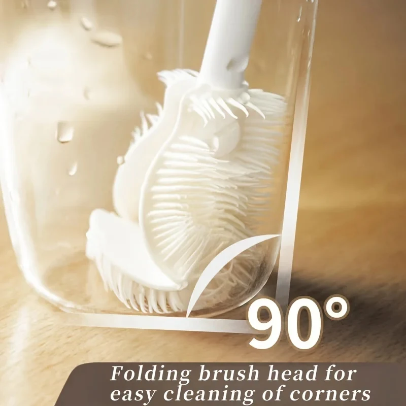 Picture 7: Foldable 360 degree comprehensive cleaning silicone brush with long handle design, reusable for bottles and cups