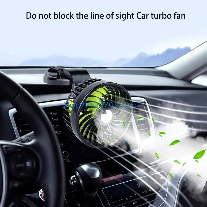 652F Auto Cooling Cooler Table Fan 360Rotatable Cooling Fan USB5V Quiet Car Fan for Dashboard Armrest Area