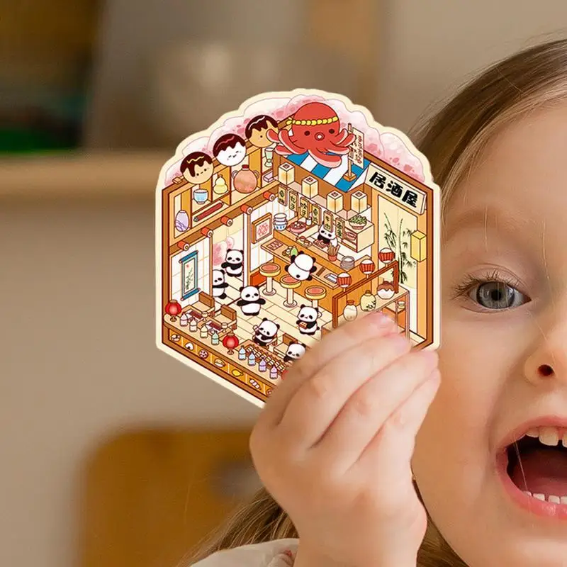 Miniature House Stickers Decorative Wall Decals 3D Effect Make Your Own Scene Decals Scrapbooking Decoration Tool for Kids