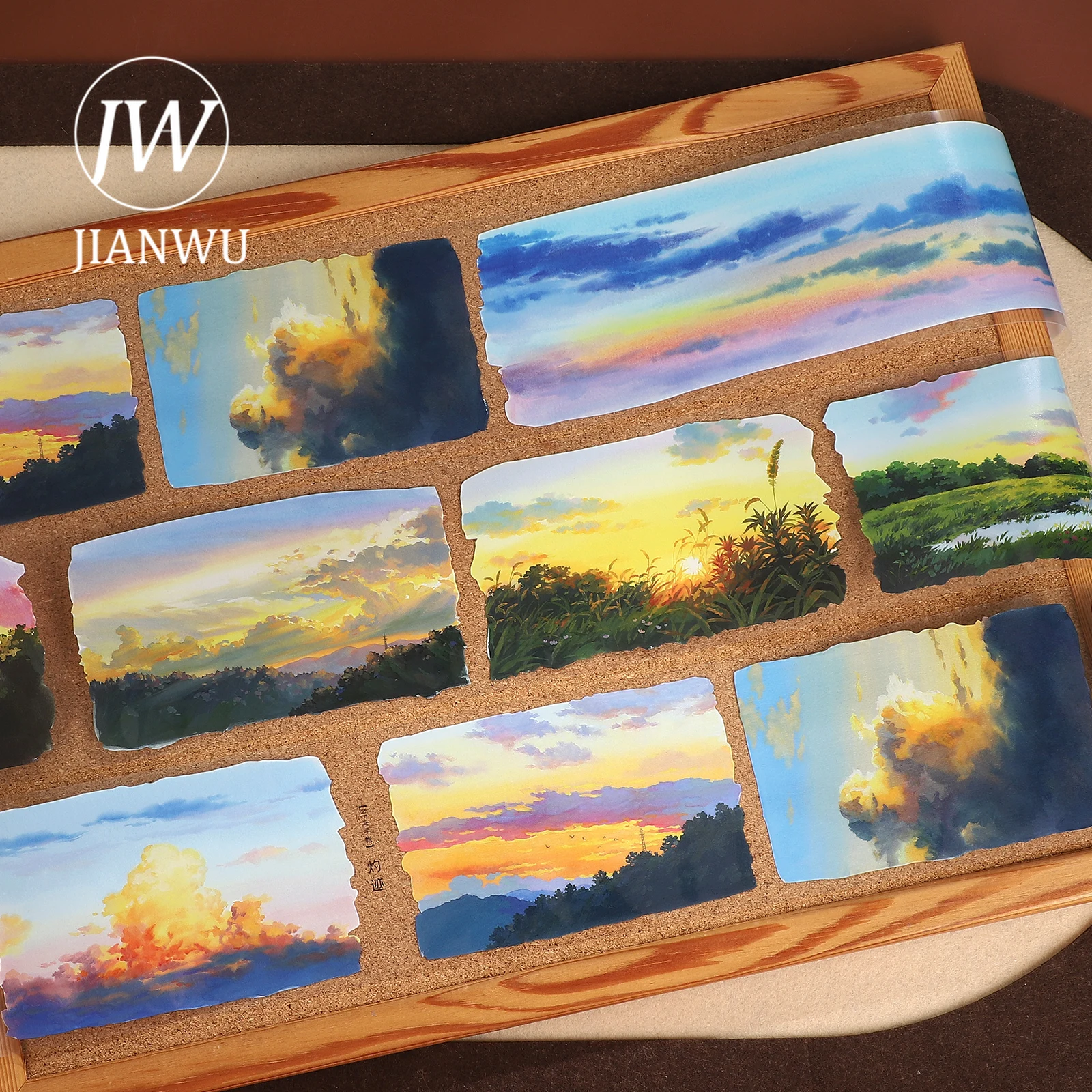 JIANWU 80 مللي متر * 550 سنتيمتر نبات عتيق ملون سحابة الغروب المشهد المواد الكولاج سجل القصاصات شريط PET الإبداعية مجلة القرطاسية #1