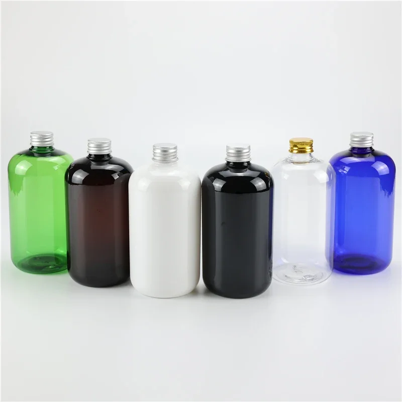 

Multicolor 500ML X 10 Empty Cosmetics Packaging Plastic Bottles 500cc Aluminum Screw Cap Personal Care PET Toner Hydrosol Bottle