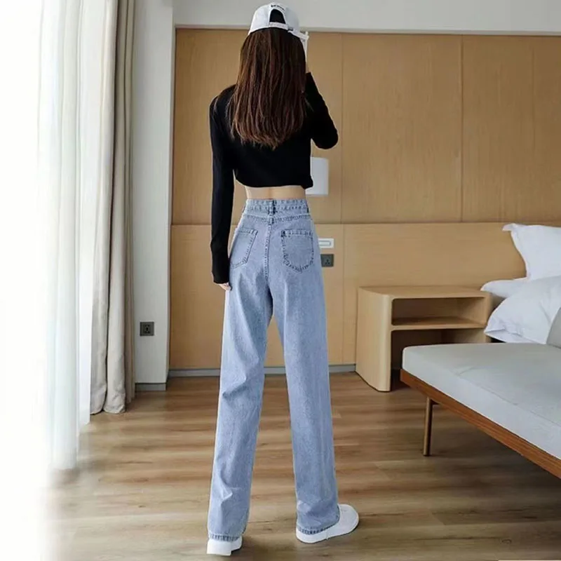 Oversize 5XL Womens Wide Leg Jeans High Waist Baggy Basic Straight Vaqueros Spring Fall Korean Fashion Denim Pants 2023 New