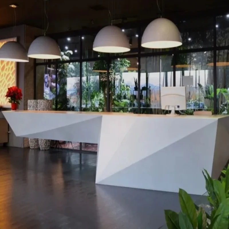 ✿s Customized Luxury High-End FRP Restaurant Reception Desk Cashier Counter Office Furniture Hotel Salon Hospital Front Desk