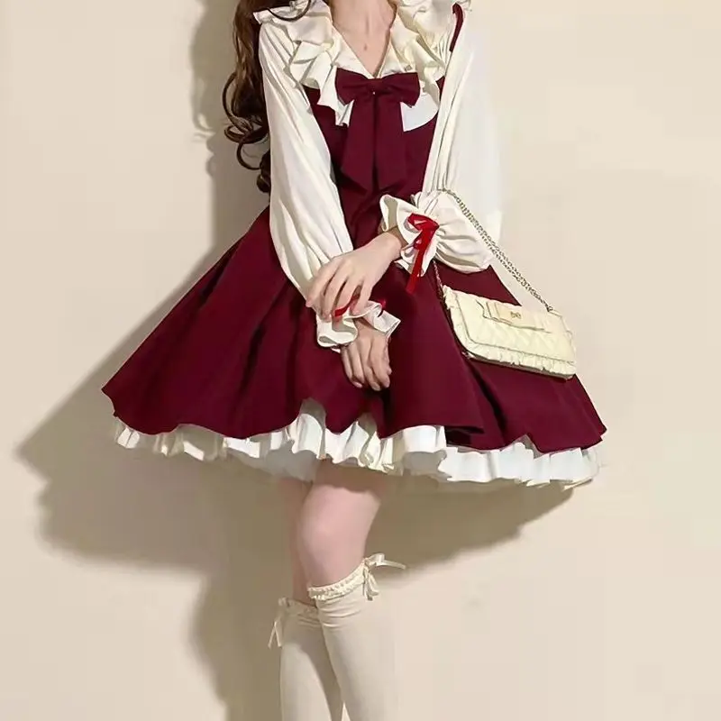 Spring and Autumn Academic Style Jk Uniform Set Skirt Western Style Lolita Female Sweet Style Elegant