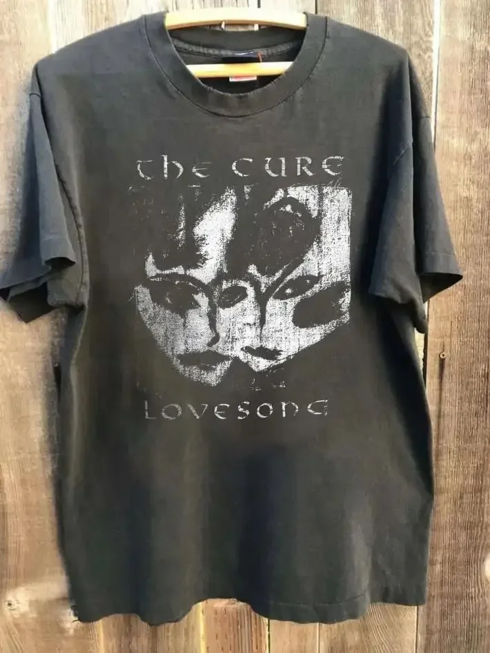 Vintage Rock The Cure Rock Band TShirt Print Streetwear Oversized Loose Casual Short Sleeve for All Seasons Unisex