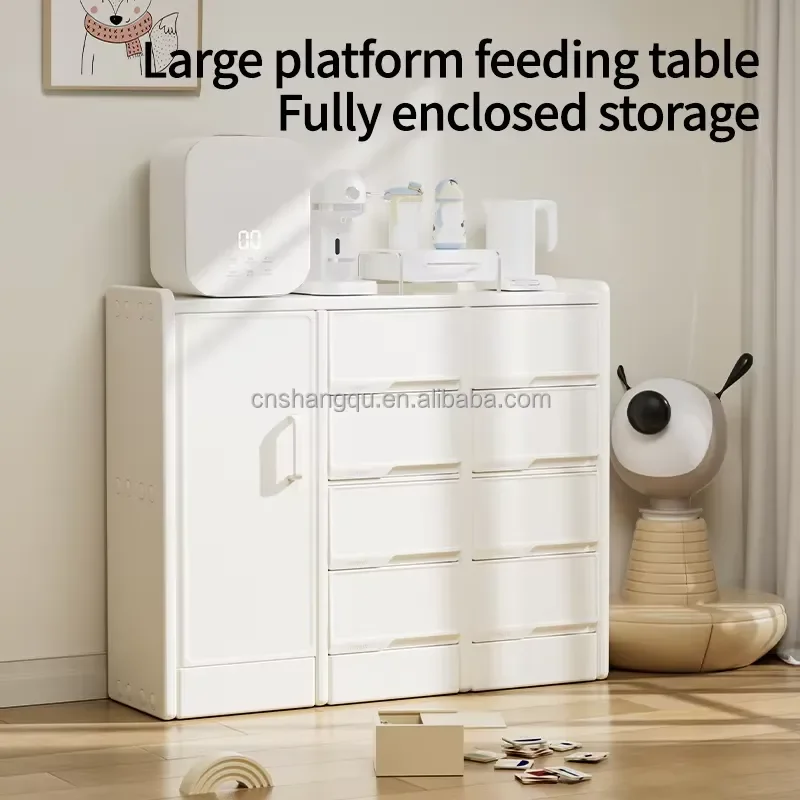 Modern White Baby Cabinet Plastic Storage Unit For Kids Toys And Clothes Living Room Furniture Locker For Boys Girls Bedroom