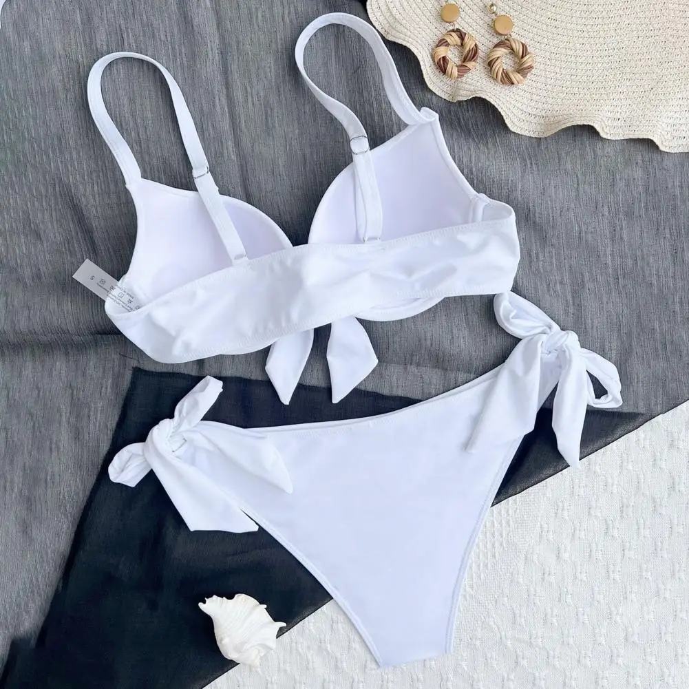 Tankini bez pleców 2025, seksowny strój kąpielowy na ramiączkach, stylowy damski zestaw bikini z wyściełanymi miseczkami, strój kąpielowy z wysokim stanem, jednolity kolor na lato.