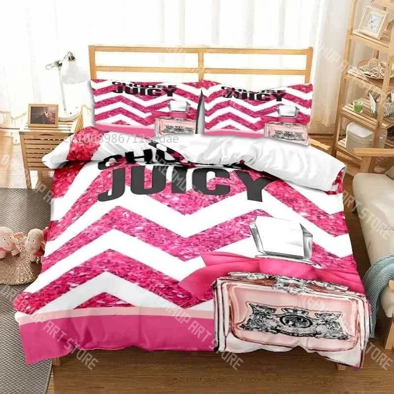 3D Print J-Juicy Couture Bedding Set for Boys Girls Duvet Cover And Pillowcase Included Twin Queen King Full Single Double Sizes