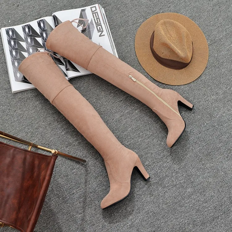 Oversize Large size Big size High quality autumn and winter women\'s shoes Pointed toe Thick Heel boots female women shoes
