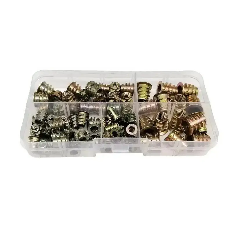 New 75Pcs Hexagon Socket Screw Connectors Bolt Fastener Threaded Inserts Nut Combination Tool Kit For Wooden Furniture