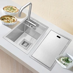 Lavabo Caché Argenté, Petite Fenêtre Avant Simple, Évier de Cuisine, Acier Inoxydable 304, Invisible pour Bar, 30x45cm