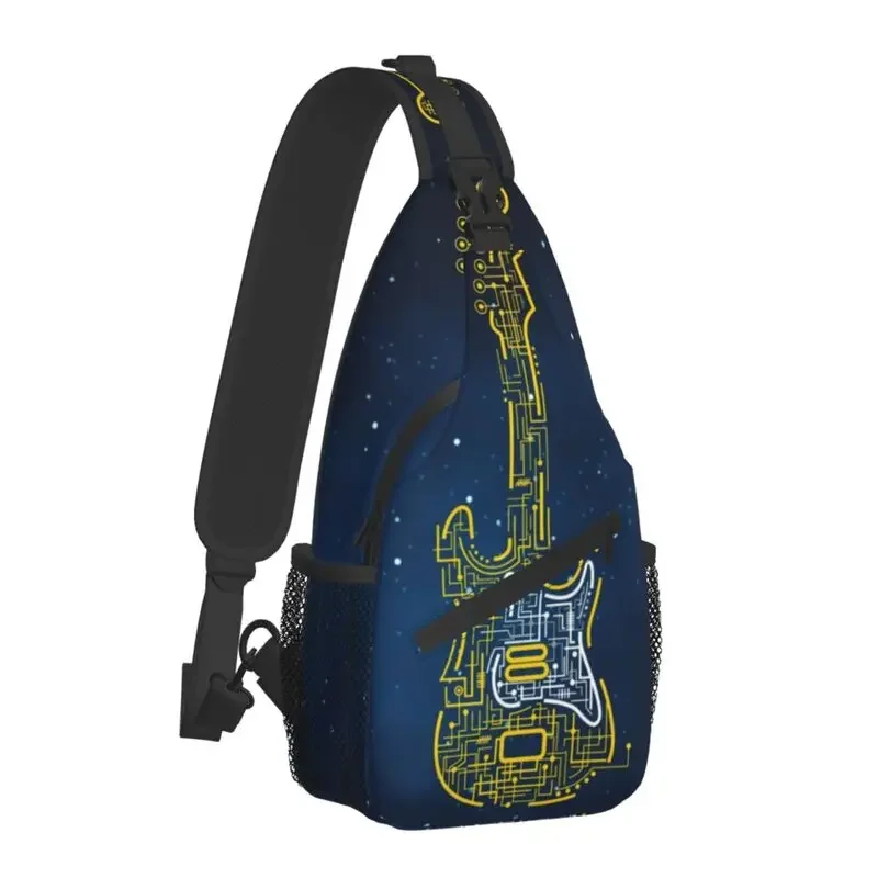 Moda espaço guitarra estilingue saco para ciclismo acampamento homens guitarrista músico música peito crossbody mochila ombro daypack