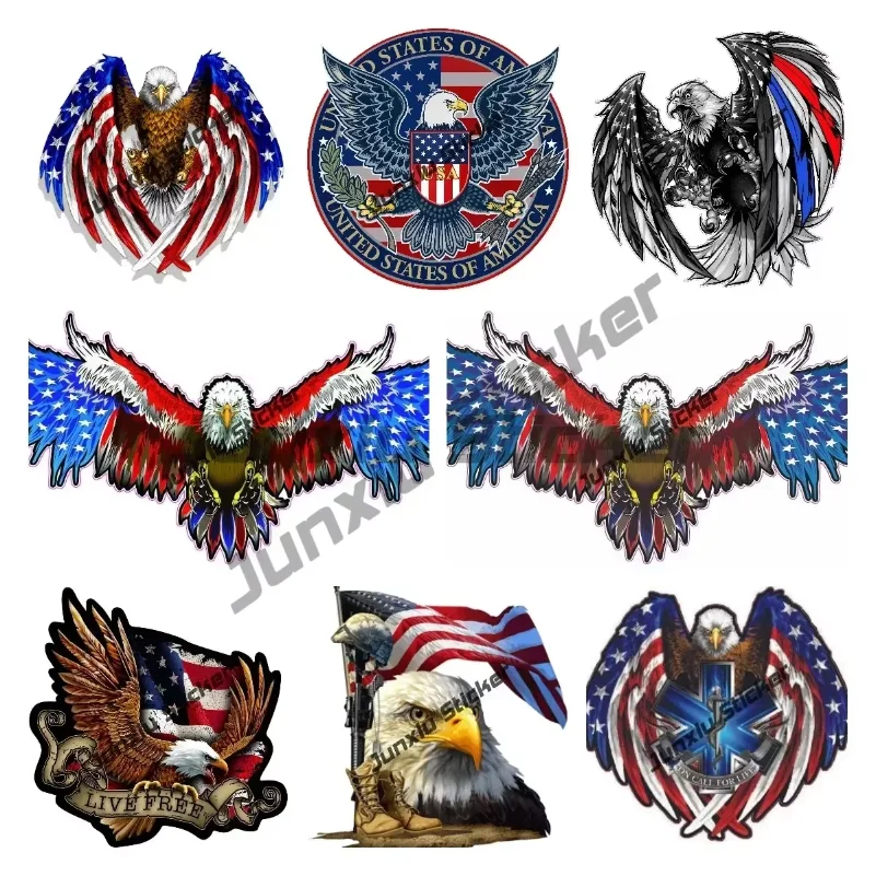 

Salute Our Flag American Bald Eagle Decal Waterproof Patriotic American Eagle Anime Car Accessories Motorcycle Bicycle PVC Decor