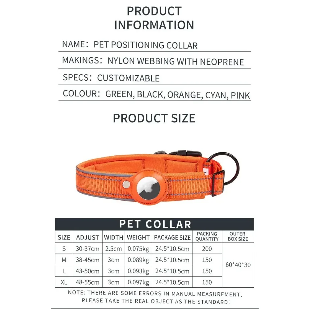 AirTag طوق بكلاب عاكس طوق بكلاب مبطن أطواق كلب AirTag حامل حافظة قابل للتعديل طوق الحيوانات الأليفة للكلاب الصغيرة والمتوسطة والكبيرة #6