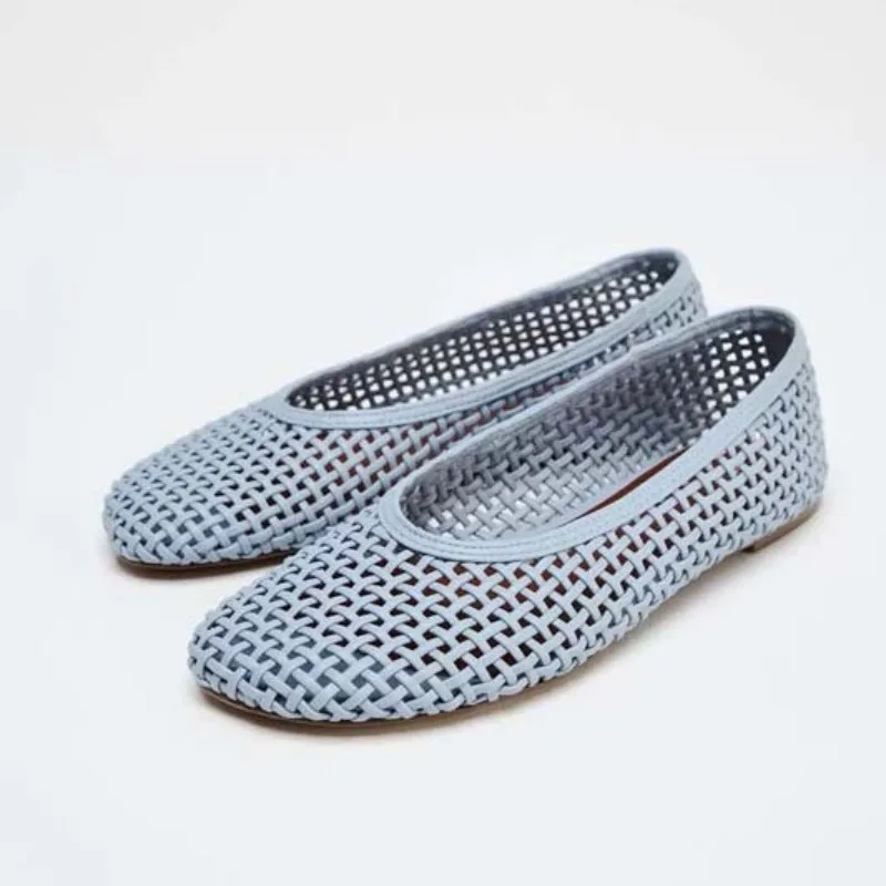 

Weave Designer Ballet Flats Women Fashion Breathable Hollow Leisure Beach Sandals Female Comfort Designer Women Shoes