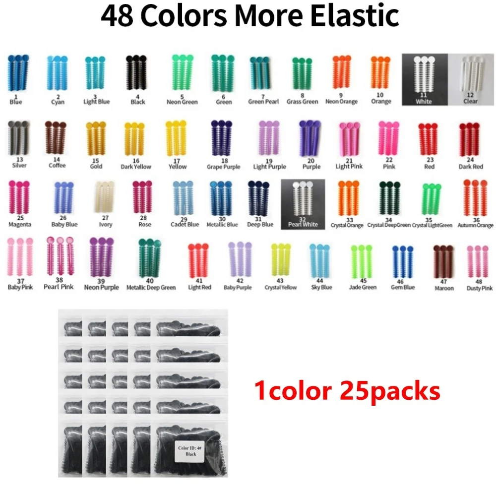 25Packs 40Sticks/Pack 1040Pcs Dental Orthodontic More Elastic O Type Ligature Rubber Tie