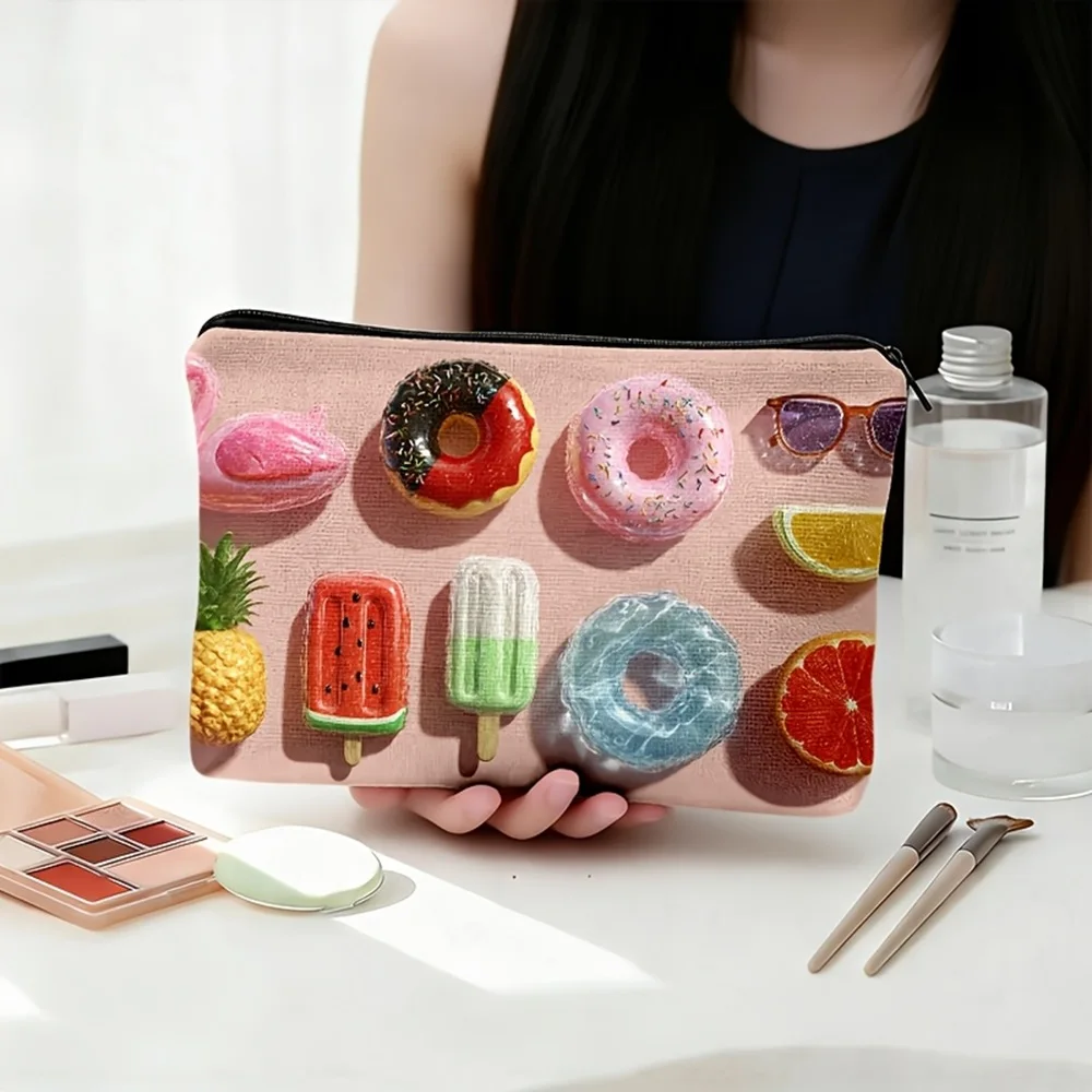 1 Piece Macaron Dessert-Chocolate Cookie Makeup Bag - Women's Multifunctional Zipper Bag, Perfect Travel Zipper Storage Bag, Fun Birthday Gift