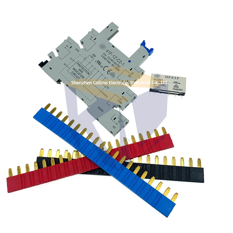 1pcs Relay HF41F/5-12-24-48-H ZSTG with socket 41F-1Z-C2-1 Jumper 41F-J1 41F-J1B 41F-J1R
