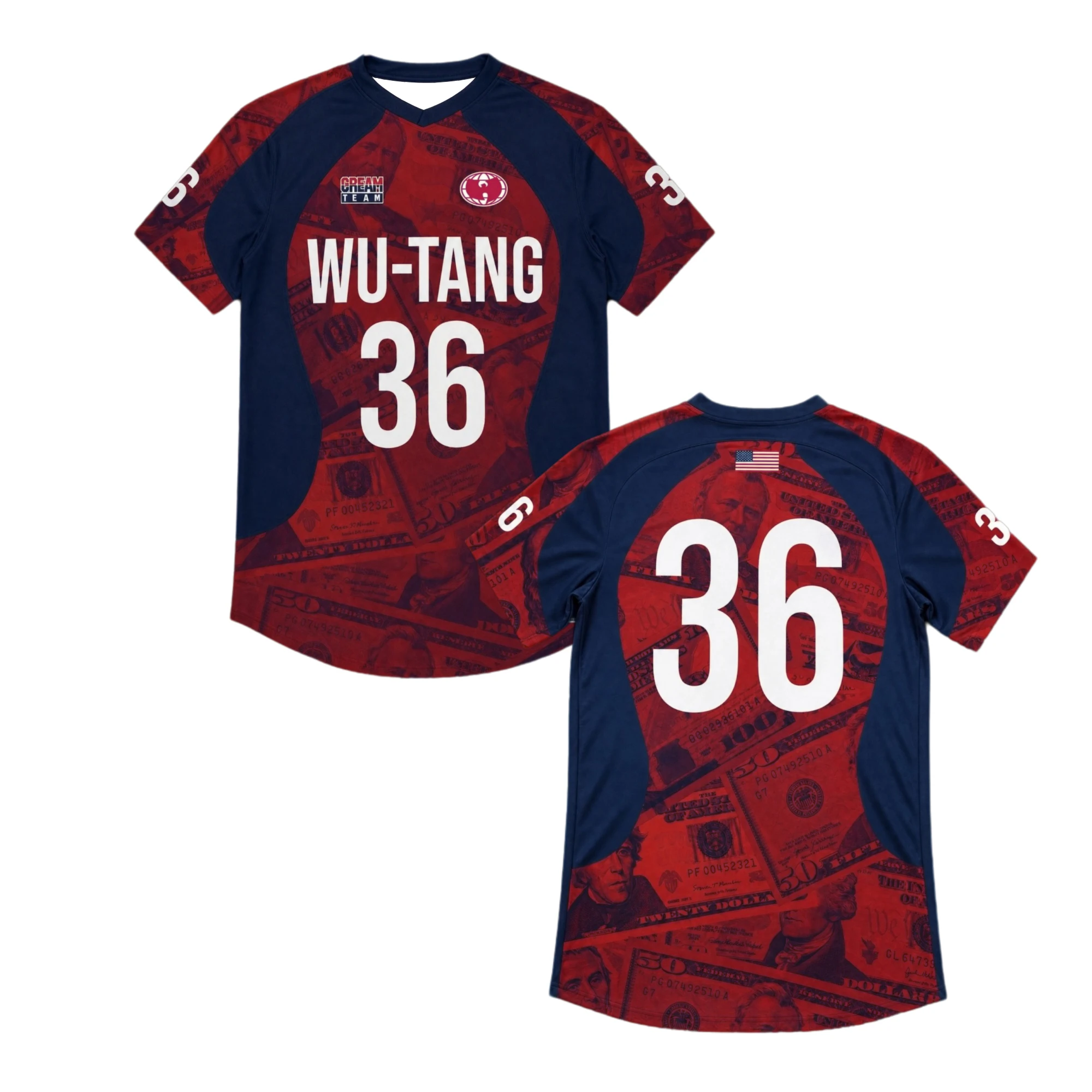 Wu-Tang Clan C.R.E.A.M Team USA Brazil Mexico Soccer Jersey Men Women Quick Dry Breathable Y2k Oversized Short Sleeve T-shirt