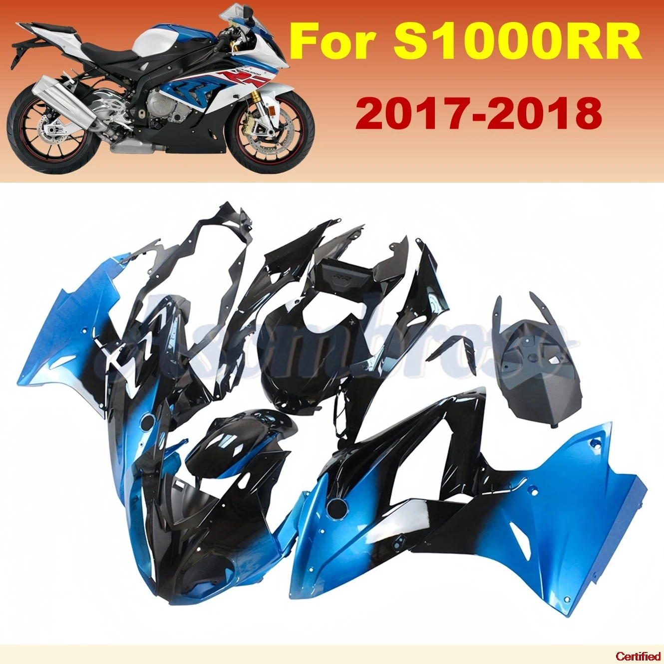 

High Quality Motorcycle Full Fairing Kit for BMW S1000RR 2017 2018 S1000 RR 17 18 Blue Black Bodywork Cowling