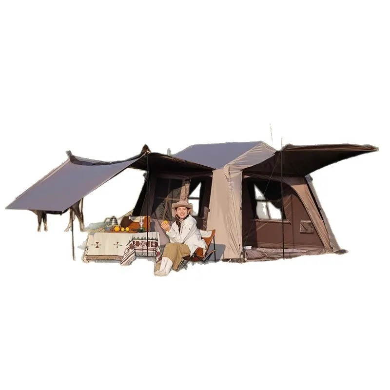 

Большая семейная палатка-тоннель для глэмпинга на 8-10 человек, 2 комнаты, водонепроницаемая, складная, для путешествий и отдыха на природе