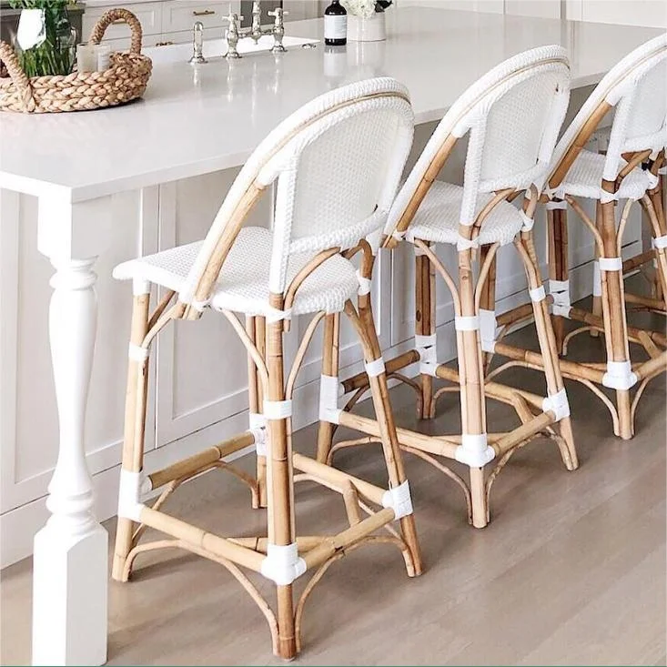 

Modern Luxury Real Rattan Bar Stool Chair Good Quality for Home Bar Hotel Outdoor Furniture Banquet Dining Room Kitchen