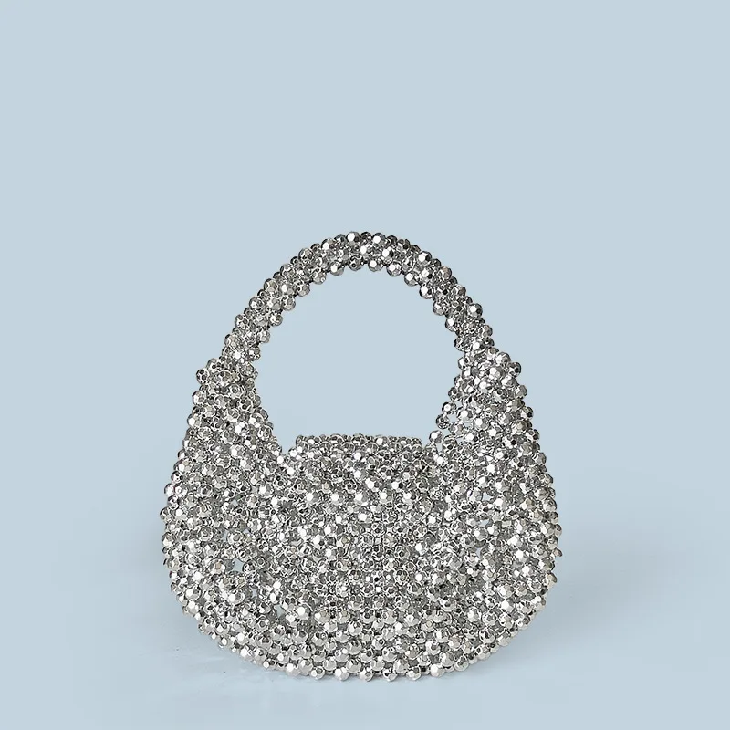Small, light luxury, high-quality handmade beaded mini beaded bag, shiny change lipstick handbag.