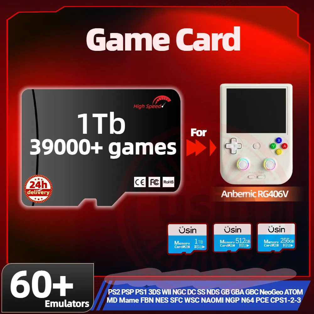 

TF Game Card For Anbernic RG406V All Emulator Pre-install Retro PS2 PSP PS1 Games Memory SD portable High Speed Cards 1Tb 512G