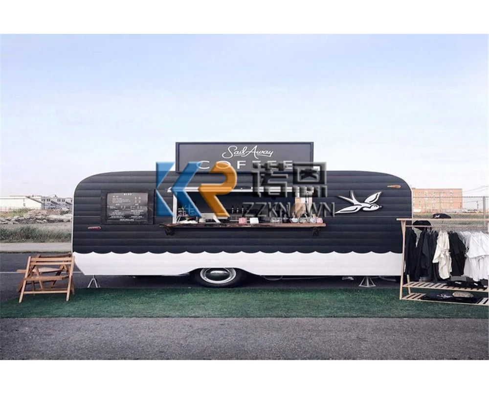 Truk makanan penuh dilengkapi 4m terjangkau Trailer makanan khusus USA dengan peralatan dapur lengkap