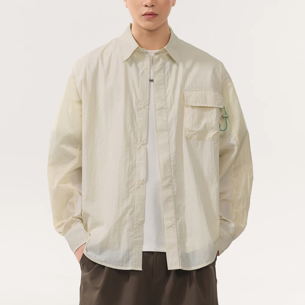 Men Outdoor Lightweight Sunscreen Casual Long Sleeve Quick Dry Cargo Shirts Cardigan Coat Male Streetwear Oversize Shirts Tops