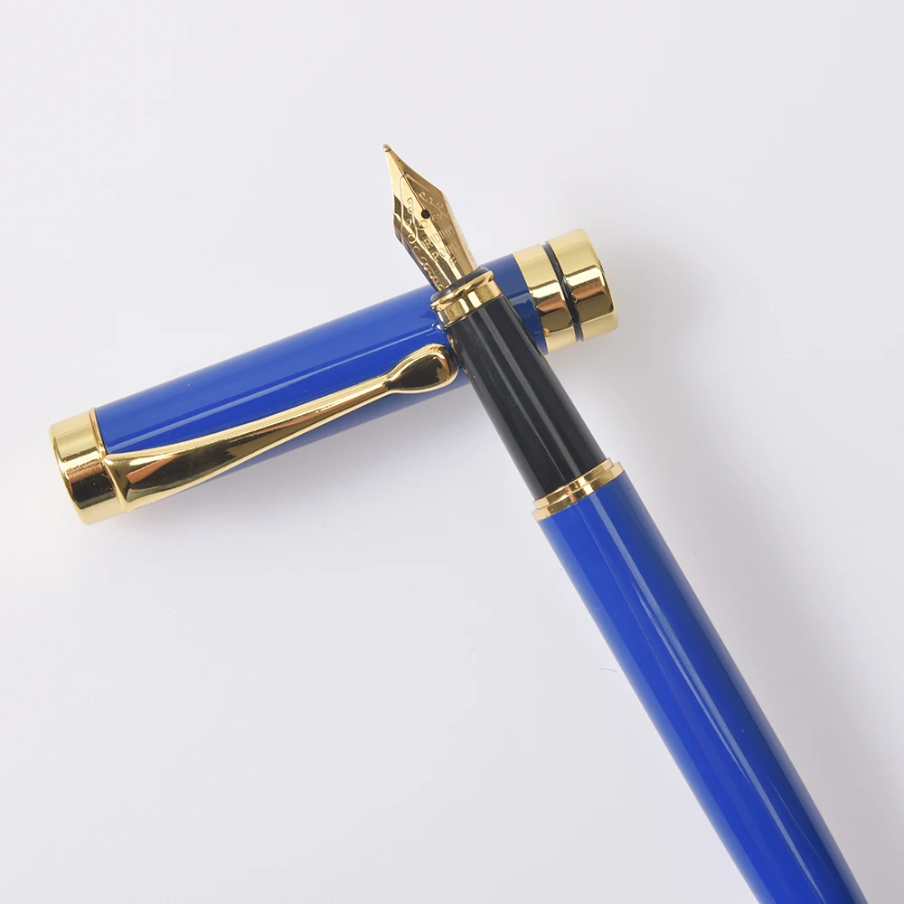 1Pc Golden  Engraving Fountain Pen Ink Gift School Supplies  Stationery Men High Quality Writing  Metal Pen