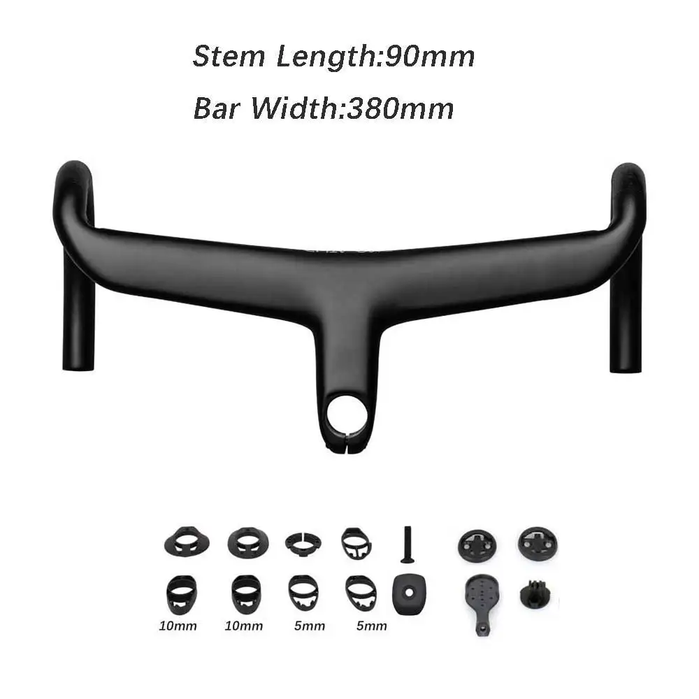 SL8 Rennradlenker/Gebogener Lenker aus Carbon mit integriertem Lenkervorbau, Titanschrauben und festem Computerhalter