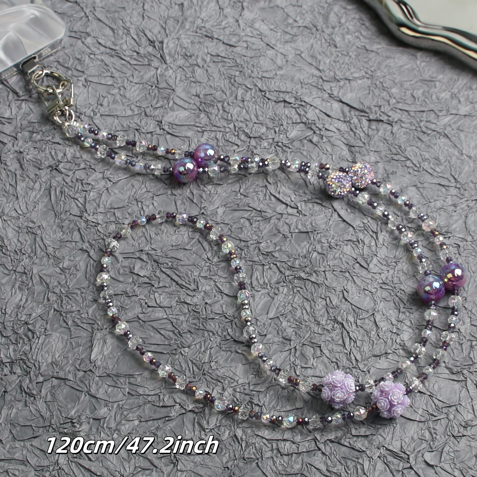 Purple rose ball mobile phone crossbody chain high -level texture mobile accessories shiny bag hanging chain pone charm