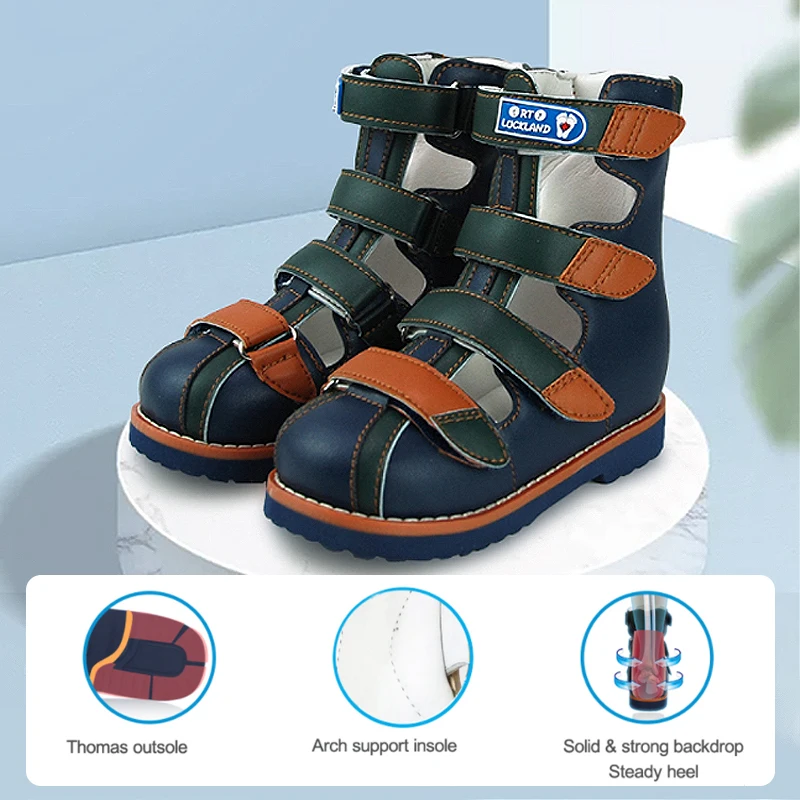 Ortoluckland Children Sandals Boys Orthopedic Shoes Kids Summer Non Slip Lightweight High-Top Closed Toe Clubfoot Footwear