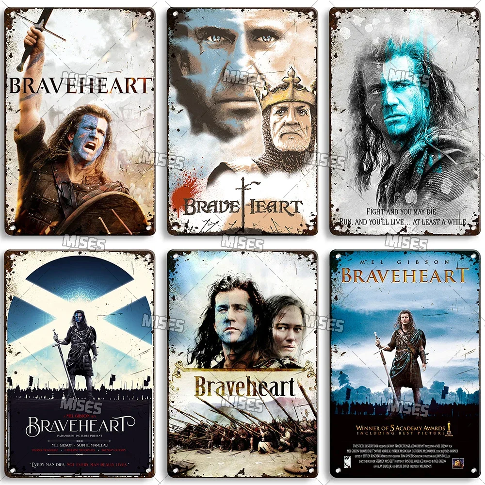 MISES American Classic Movie Braveheart Metal Plaque Wall Industrial Decor Home Studio Bar Metal Sign Vintage Decorative Plate