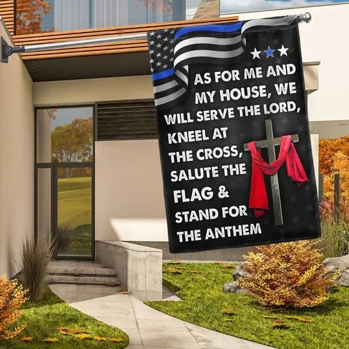 Jesus Cross Thin Blue Line Flag As For Me And My House We Will Flag Graden Flag FFLCCE ZZA WWL IIC