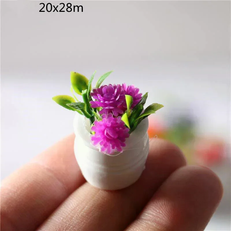 3pcs Random 1:12 Dollhouse Miniature Green Plant In Pot Simulation Potted plants