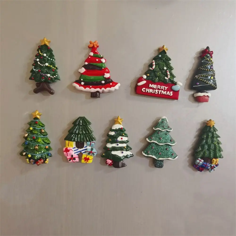 

Christmas Theme Christmas Refrigerator Sticker Figurine Resin Santa Claus Christmas Tree Magnet Fridge Cute Snowman