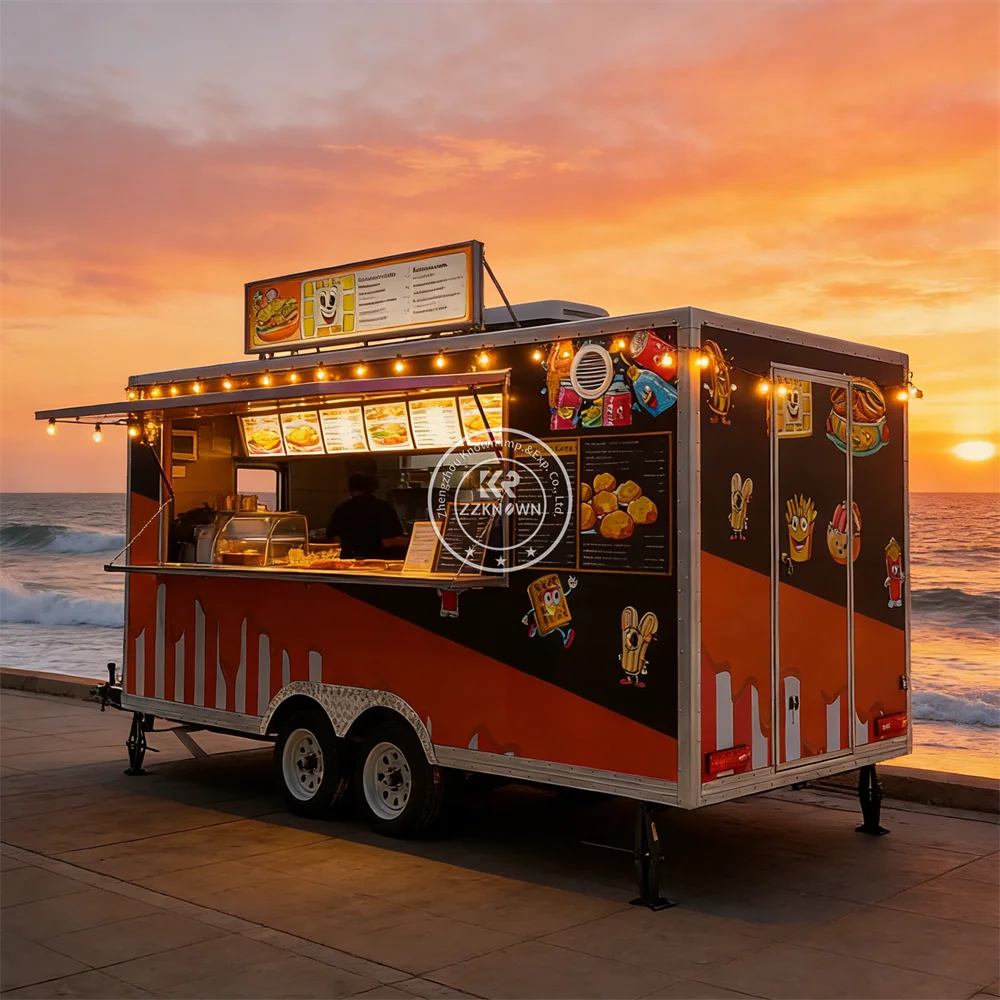 Custom Juice Smoothie Beverage Food Truck Mobile Catering Trailer Multi-Functional Kitchen Food Trailer For Street Vending