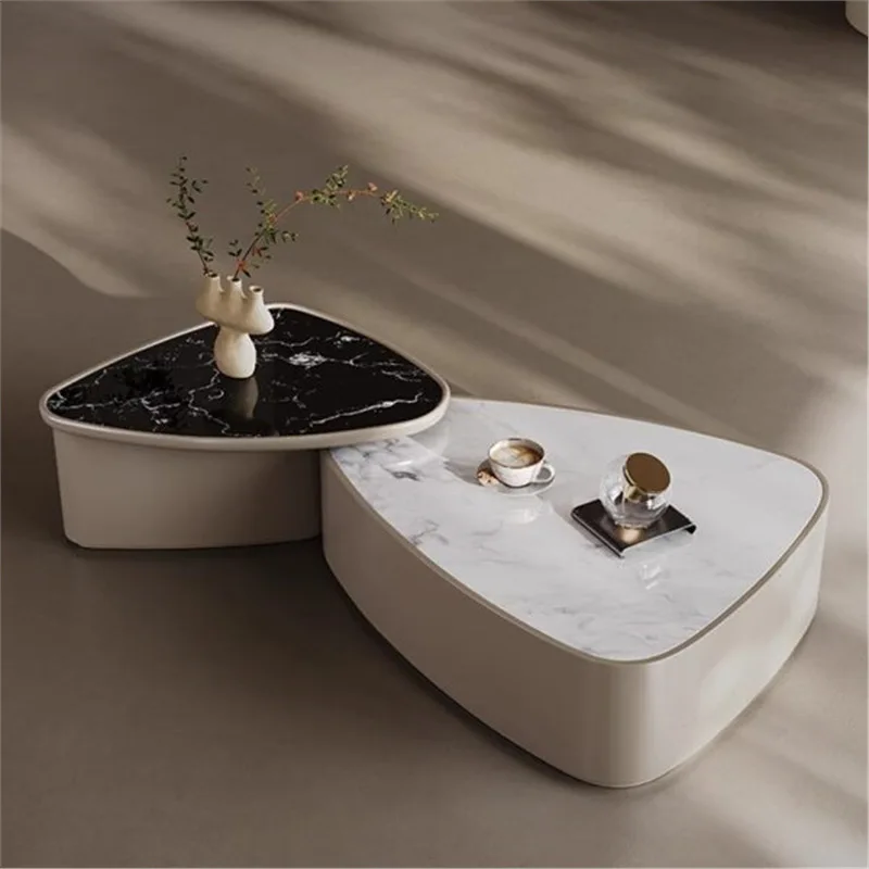 Italian minimalist triangle coffee table combination retractable small apartment living room home microcrystalline stone medieva